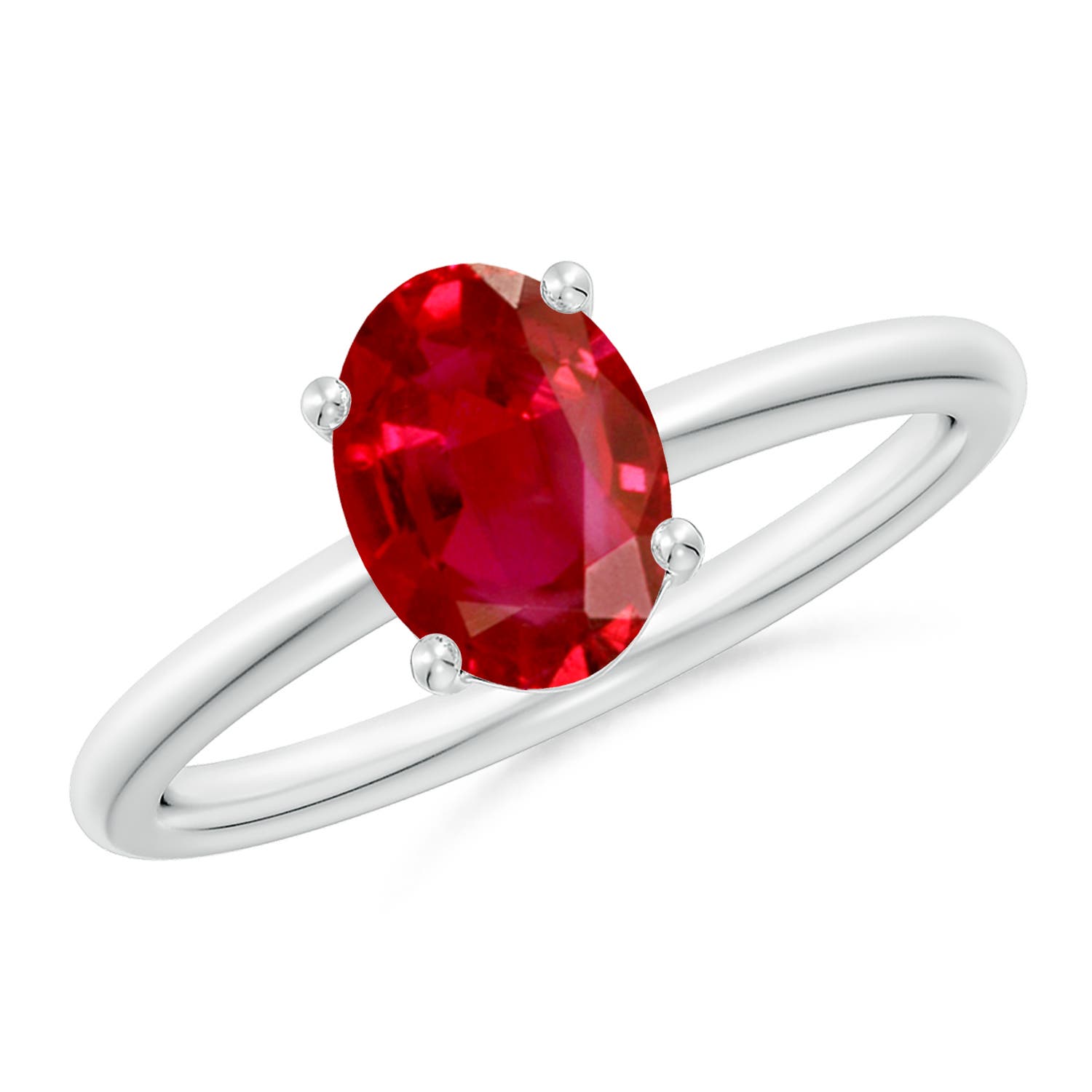 8x6mm AAA Classic Solitaire Oval Ruby Promise Ring in P950 Platinum