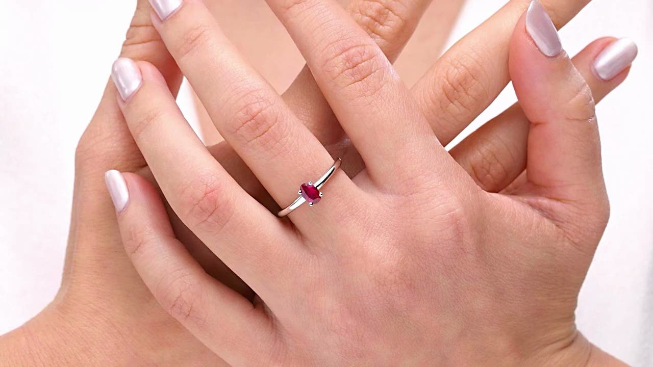 Classic Solitaire Oval Ruby Promise Ring
