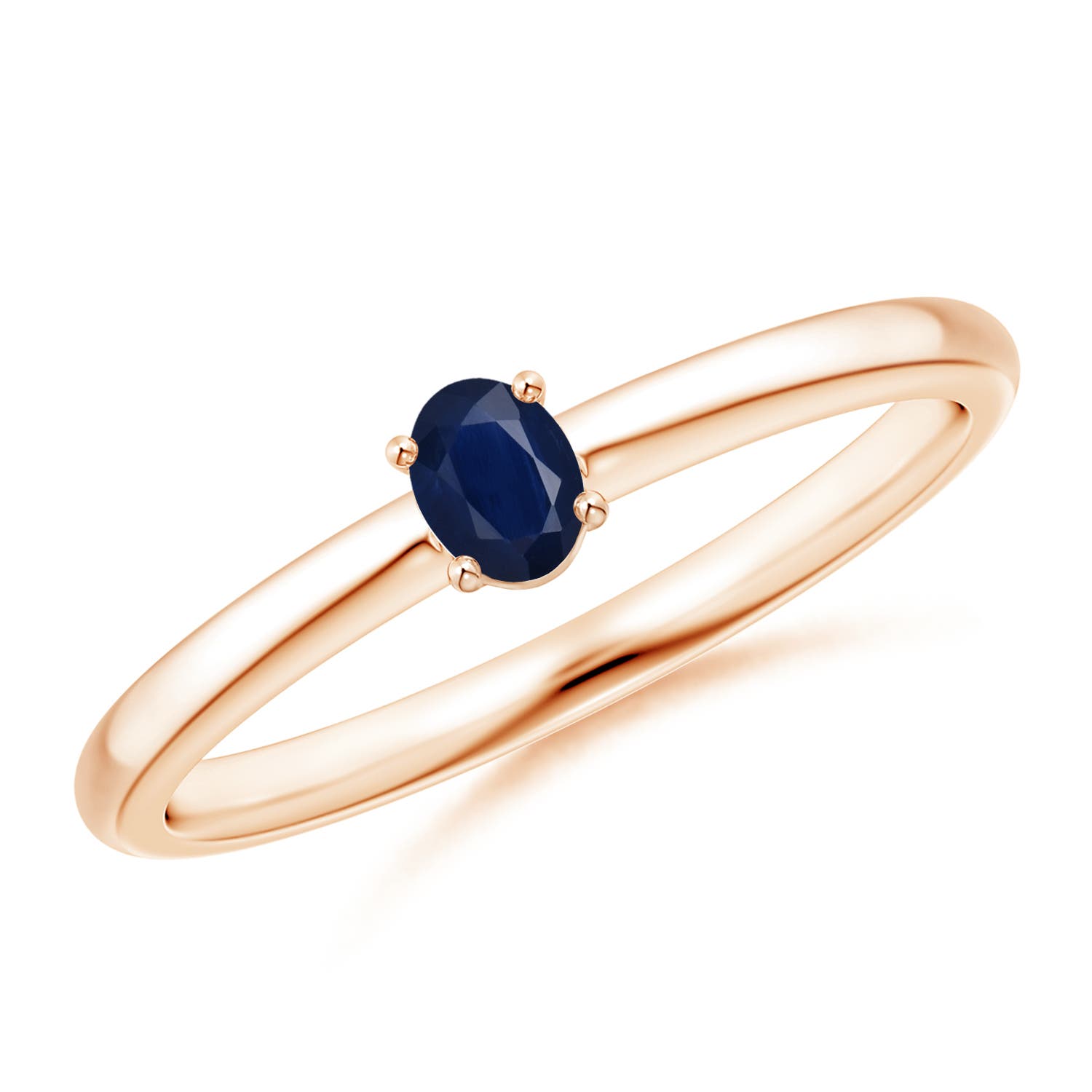 A - Blue Sapphire / 0.2 CT / 14 KT Rose Gold