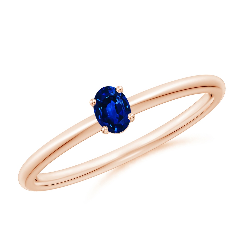 4x3mm AAAA Classic Solitaire Oval Blue Sapphire Promise Ring in Rose Gold 