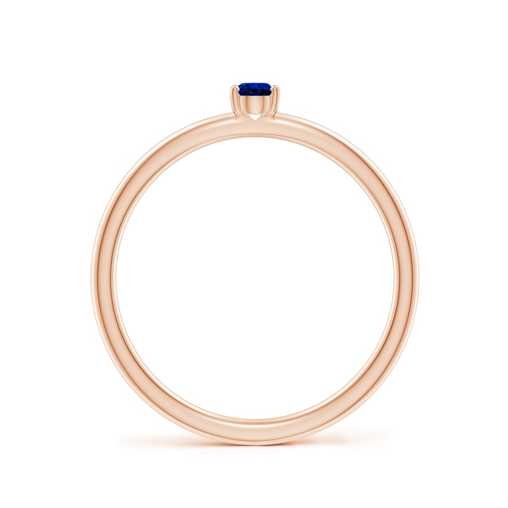 4x3mm AAAA Classic Solitaire Oval Blue Sapphire Promise Ring in Rose Gold - side 199