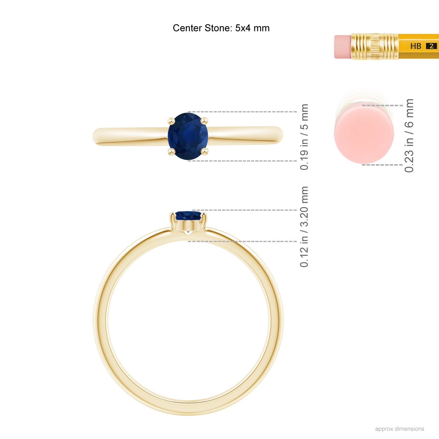 AA - Blue Sapphire / 0.4 CT / 14 KT Yellow Gold