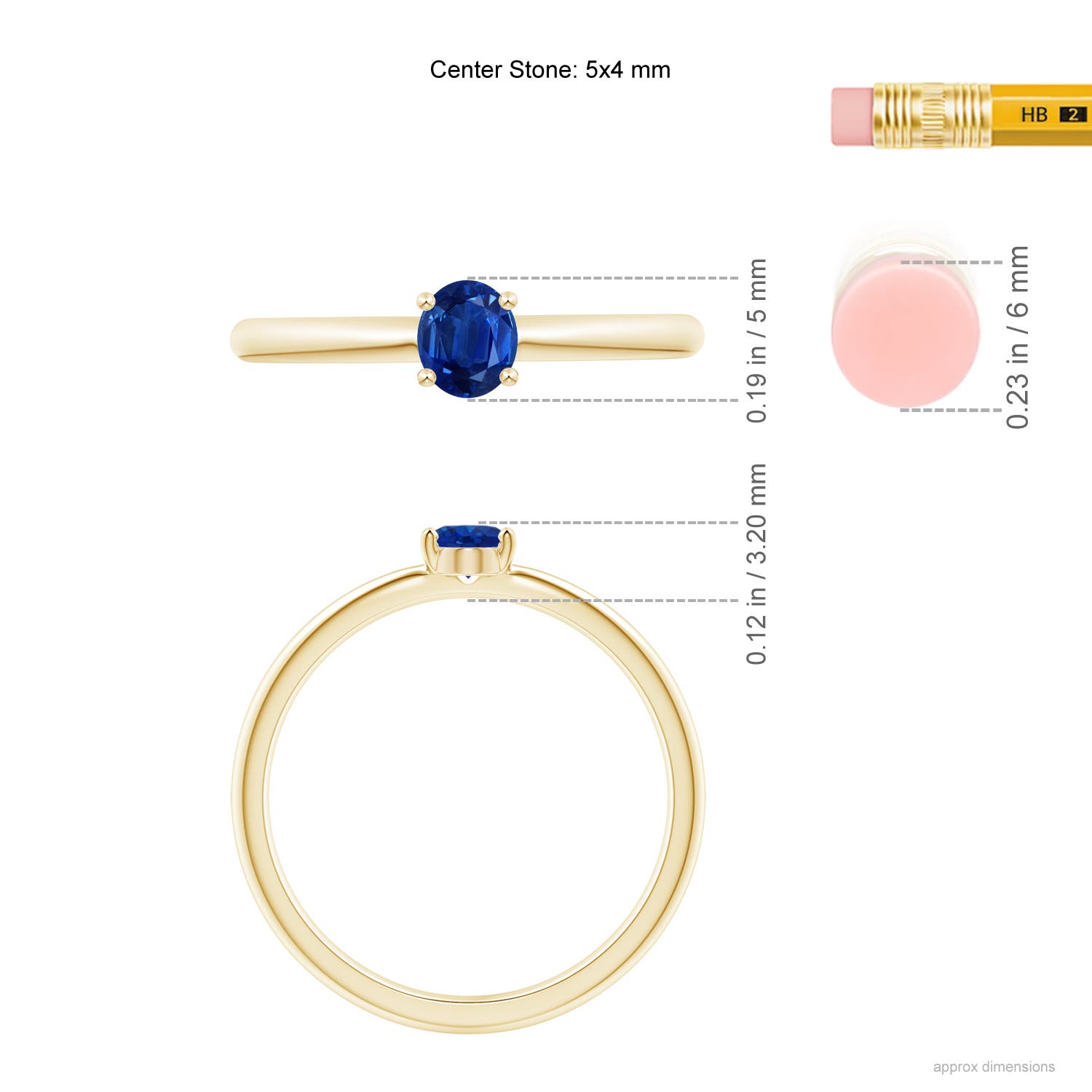 AAA - Blue Sapphire / 0.4 CT / 14 KT Yellow Gold