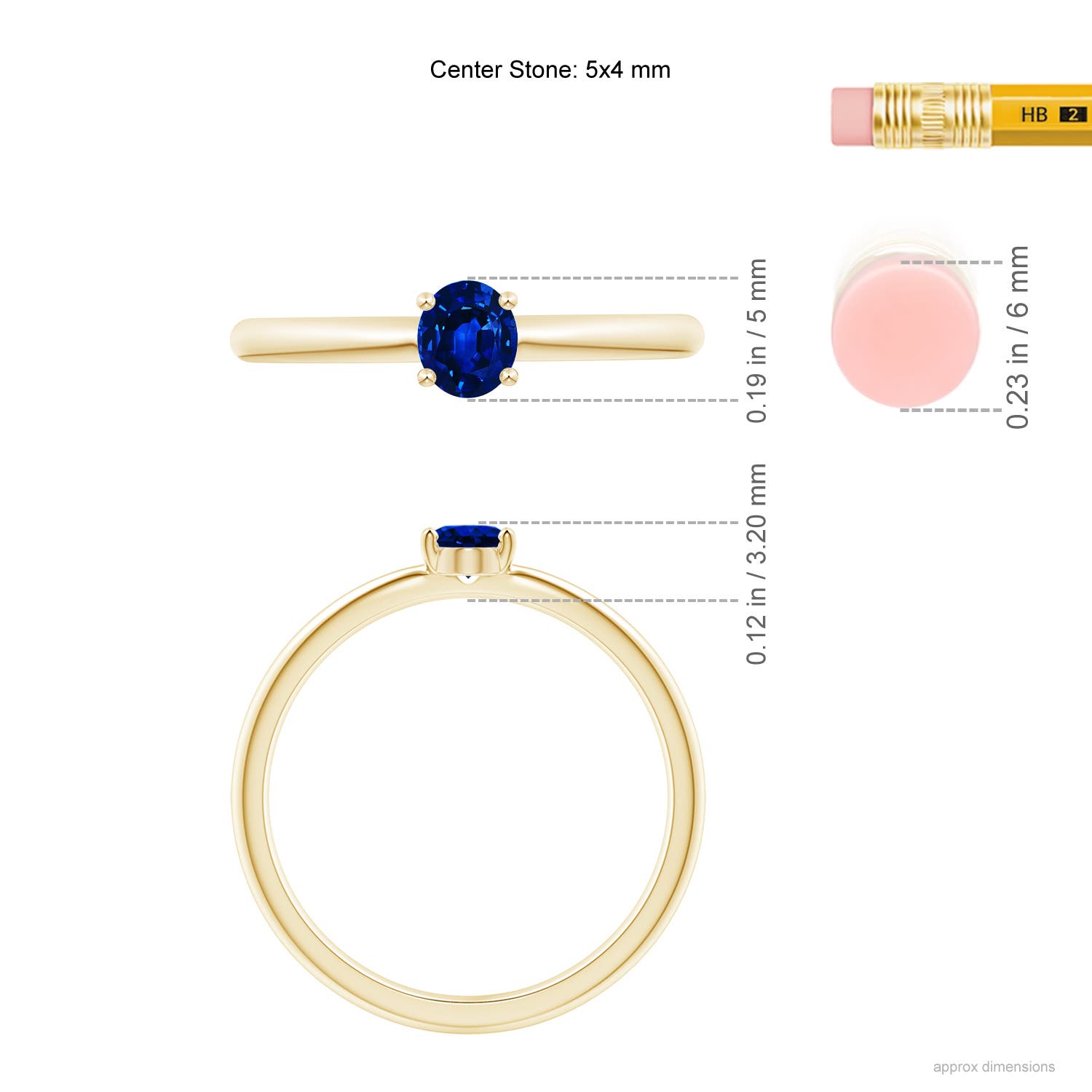 AAAA - Blue Sapphire / 0.4 CT / 14 KT Yellow Gold