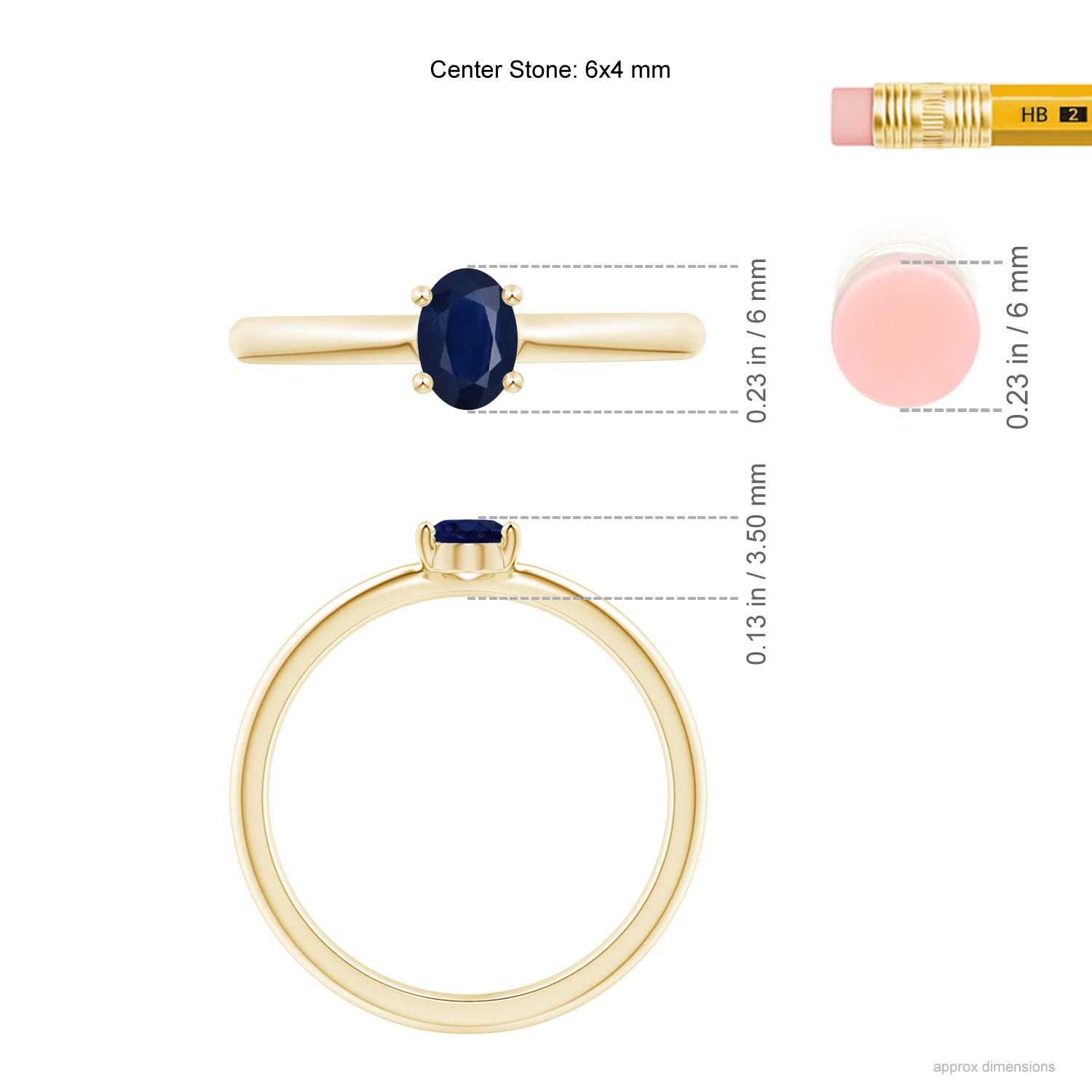 A - Blue Sapphire / 0.6 CT / 14 KT Yellow Gold