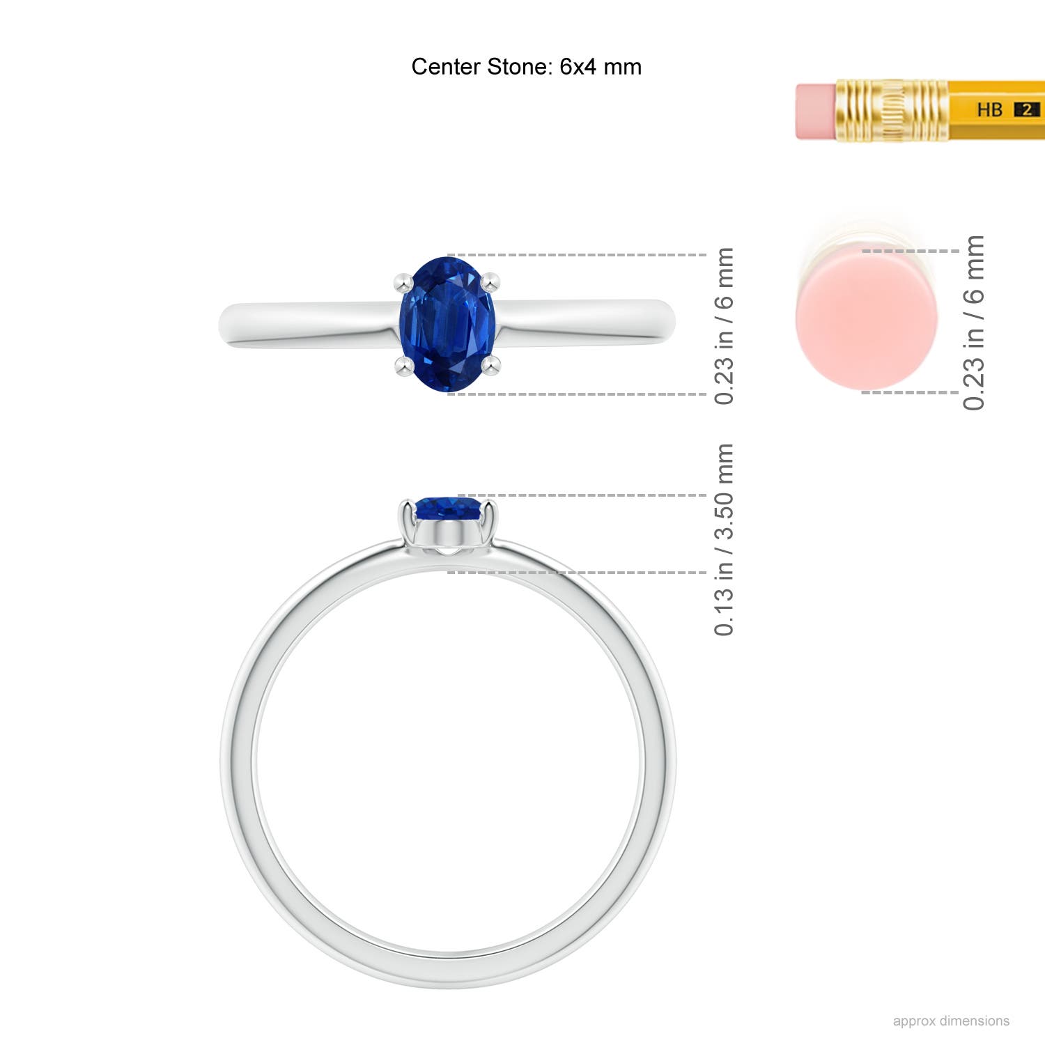 AAA - Blue Sapphire / 0.6 CT / 14 KT White Gold