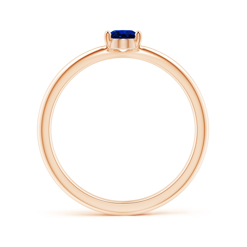 6x4mm AAAA Classic Solitaire Oval Blue Sapphire Promise Ring in Rose Gold side-1