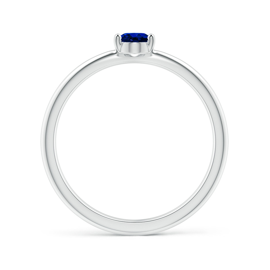 6x4mm AAAA Classic Solitaire Oval Blue Sapphire Promise Ring in White Gold side-1