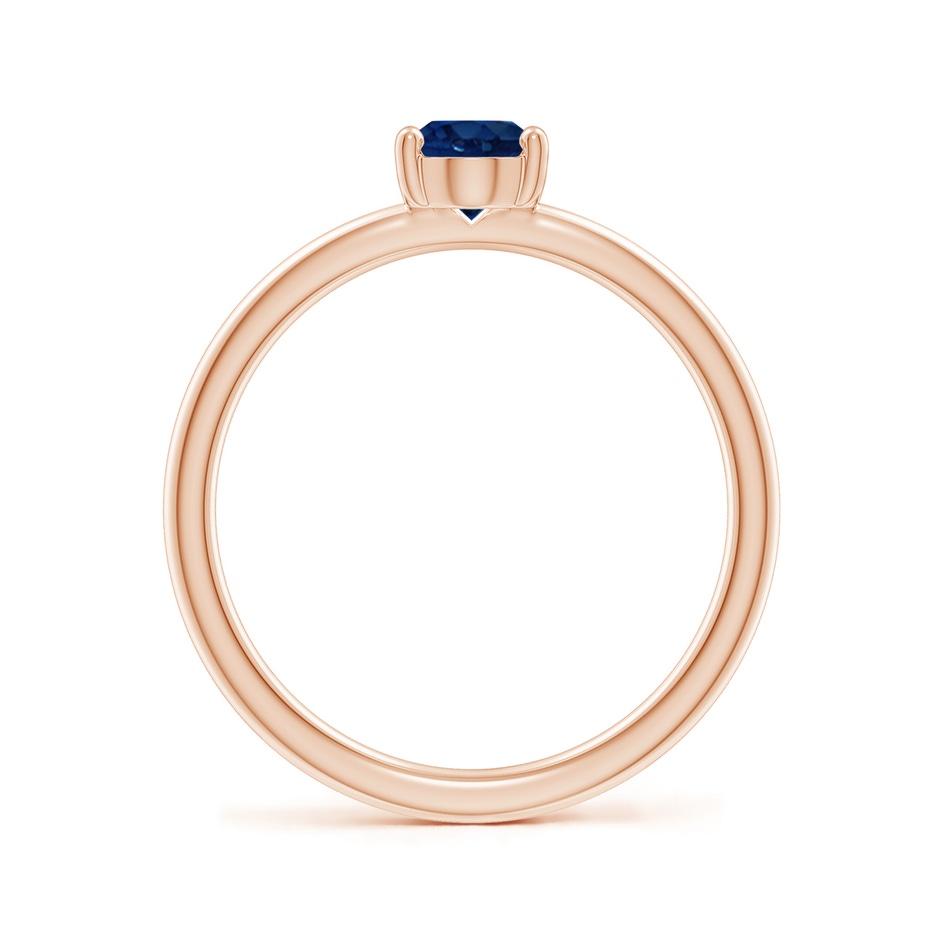 7x5mm AA Classic Solitaire Oval Blue Sapphire Promise Ring in Rose Gold side 199