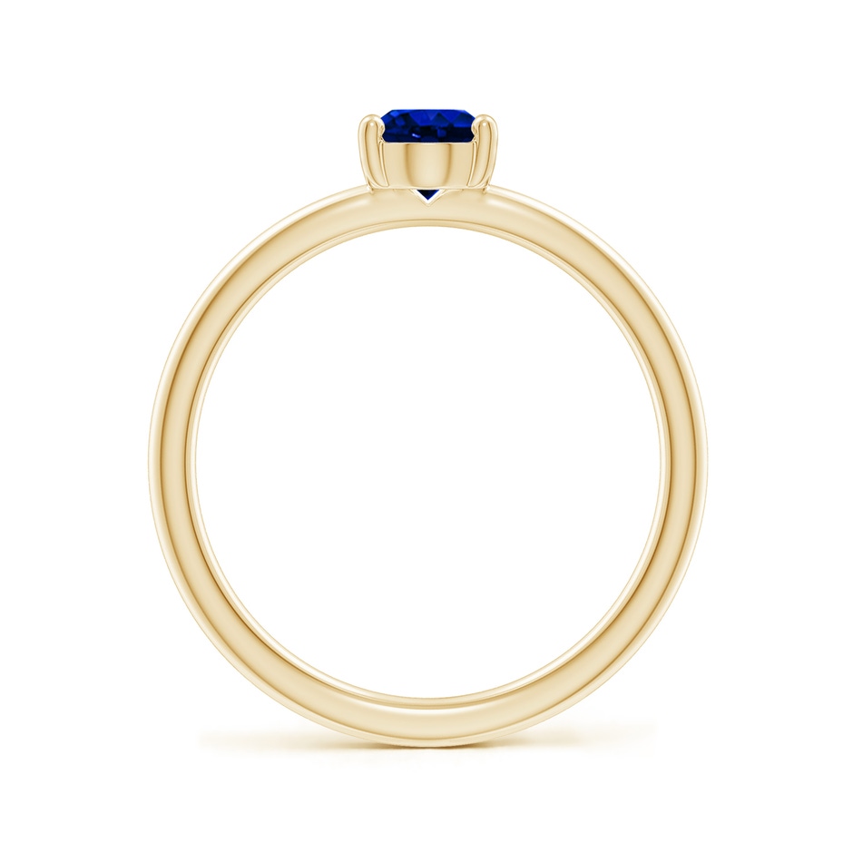 7x5mm AAAA Classic Solitaire Oval Blue Sapphire Promise Ring in Yellow Gold side 199