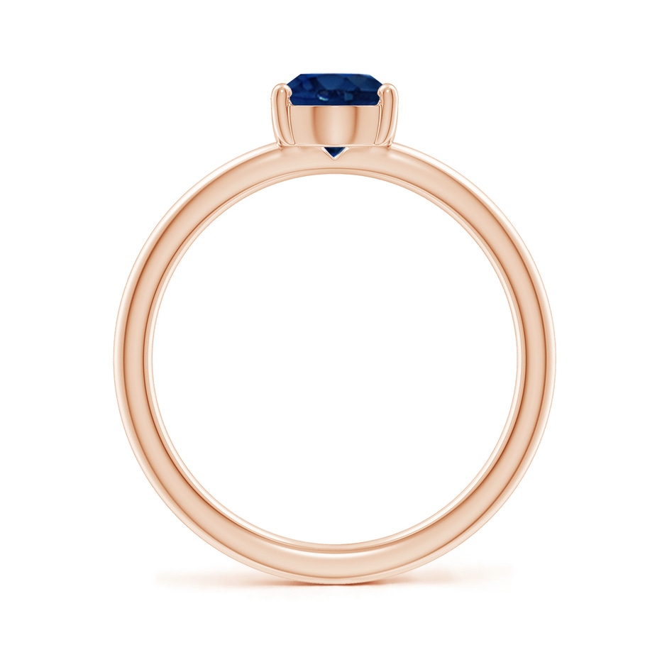 8x6mm AA Classic Solitaire Oval Blue Sapphire Promise Ring in Rose Gold side 199