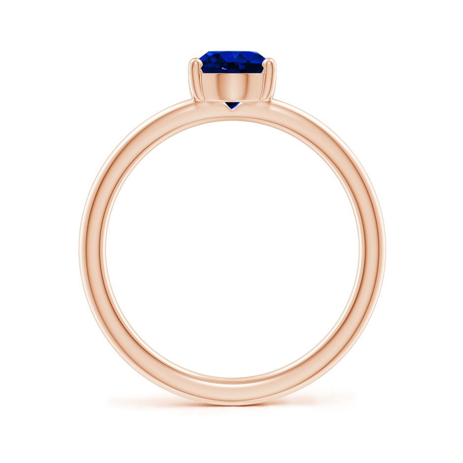 8x6mm AAAA Classic Solitaire Oval Blue Sapphire Promise Ring in Rose Gold side 199