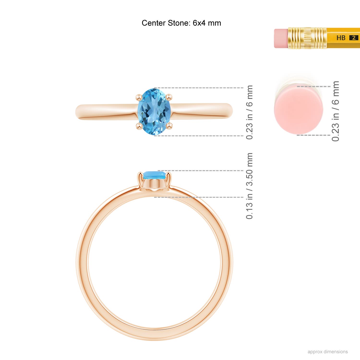 AA - Swiss Blue Topaz / 0.54 CT / 14 KT Rose Gold