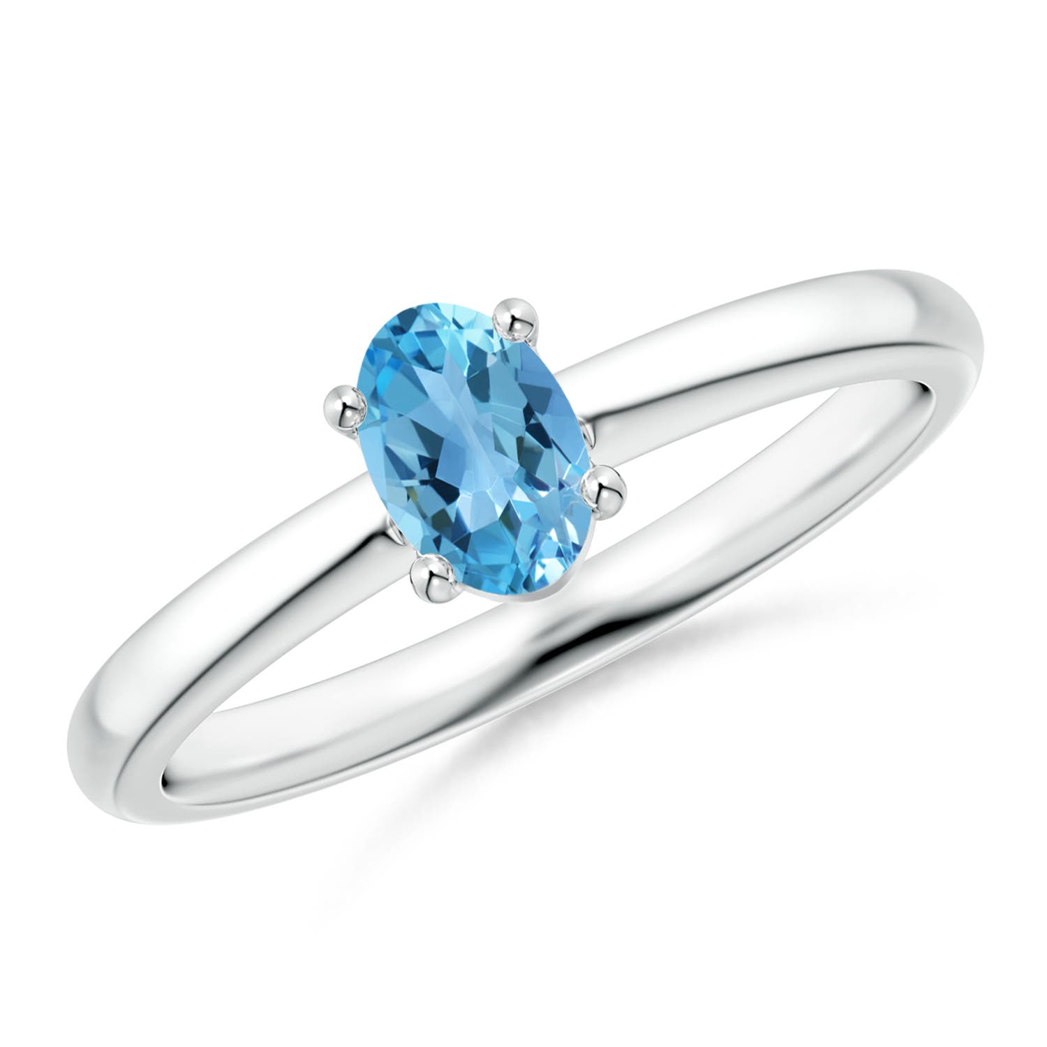 AA - Swiss Blue Topaz / 0.54 CT / 14 KT White Gold