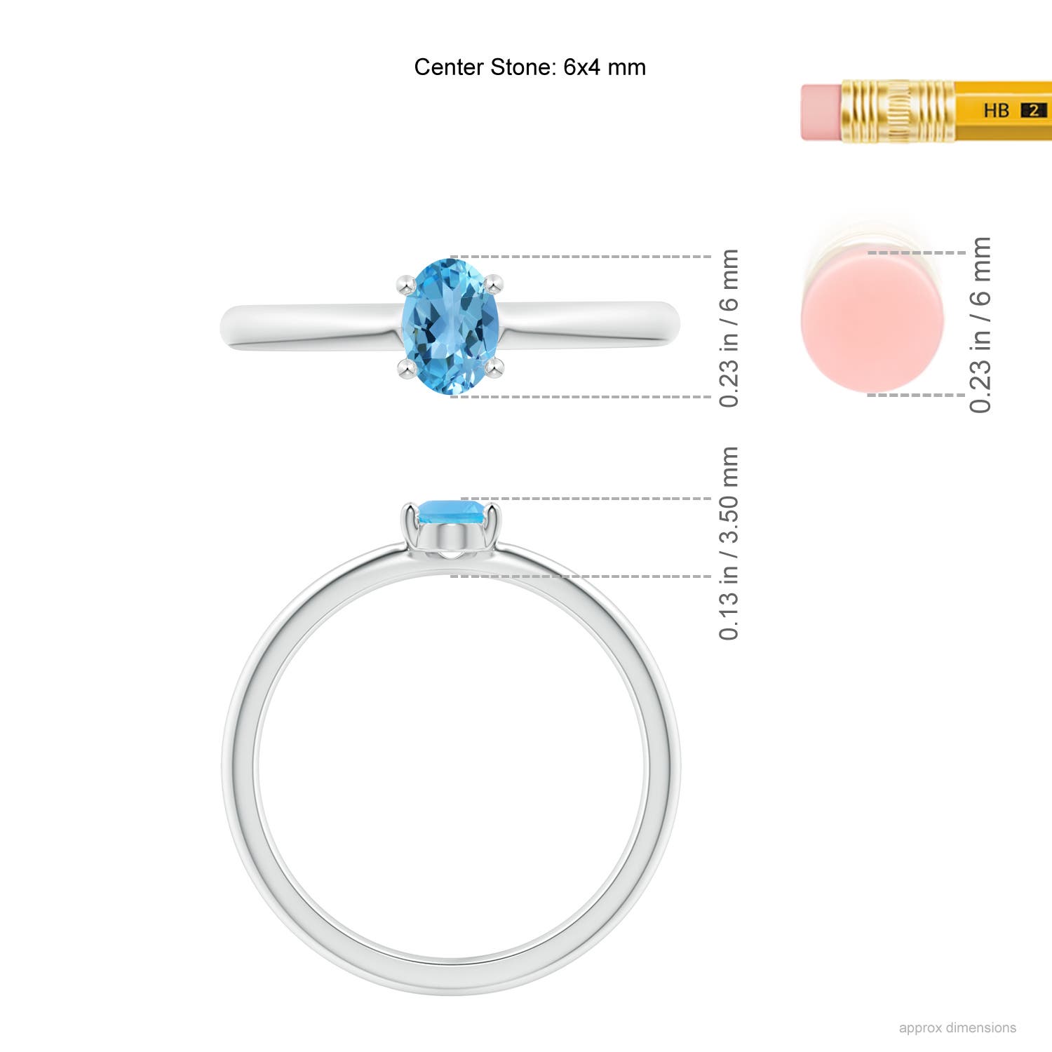 AA - Swiss Blue Topaz / 0.54 CT / 14 KT White Gold