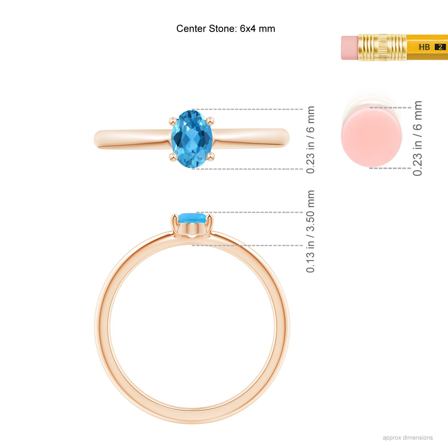 AAA - Swiss Blue Topaz / 0.54 CT / 14 KT Rose Gold