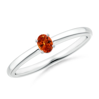 4x3mm AAAA Classic Solitaire Oval Spessartite Promise Ring in P950 Platinum