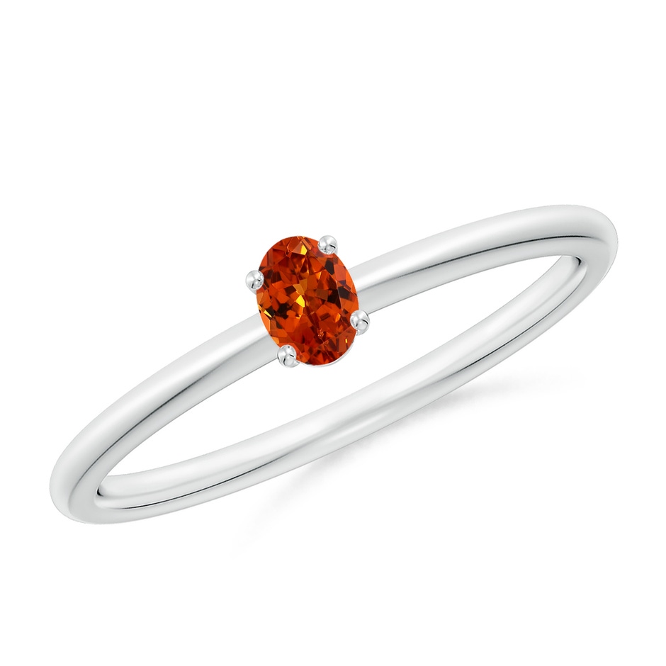4x3mm AAAA Classic Solitaire Oval Spessartite Promise Ring in P950 Platinum 