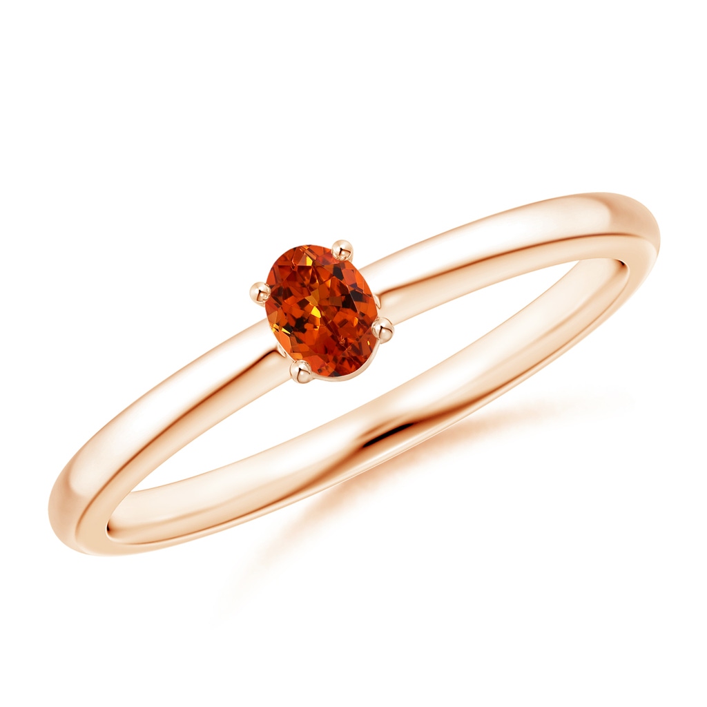 4x3mm AAAA Classic Solitaire Oval Spessartite Promise Ring in Rose Gold