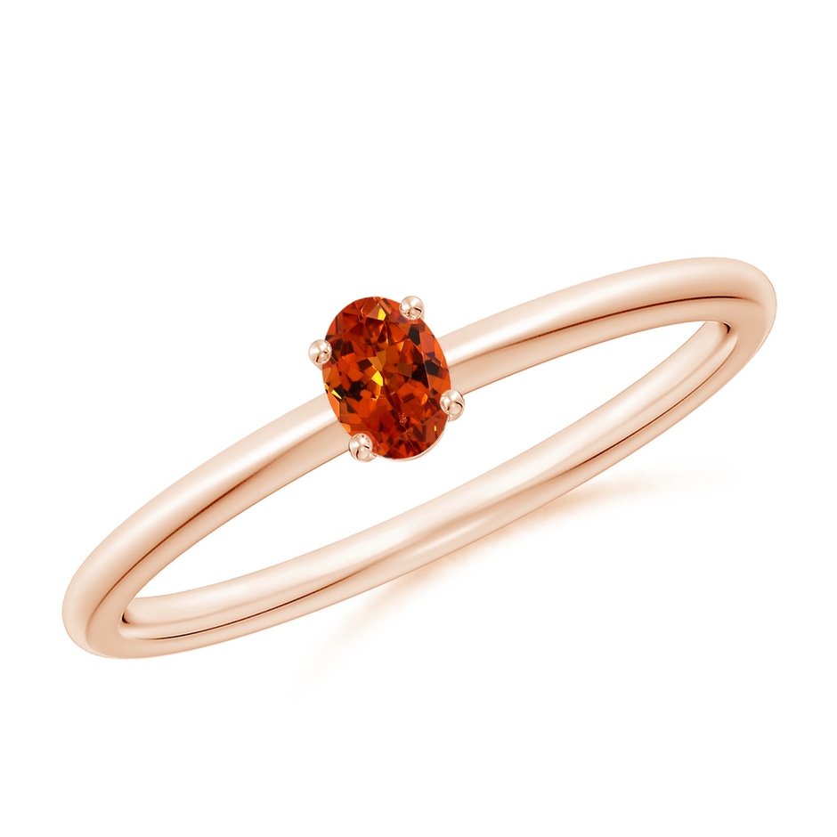 4x3mm AAAA Classic Solitaire Oval Spessartite Promise Ring in Rose Gold 