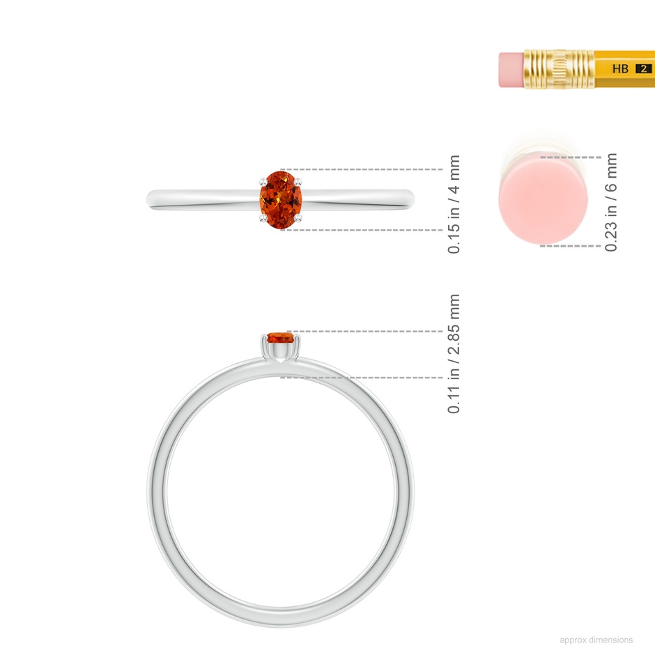 4x3mm AAAA Classic Solitaire Oval Spessartite Promise Ring in S999 Silver ruler