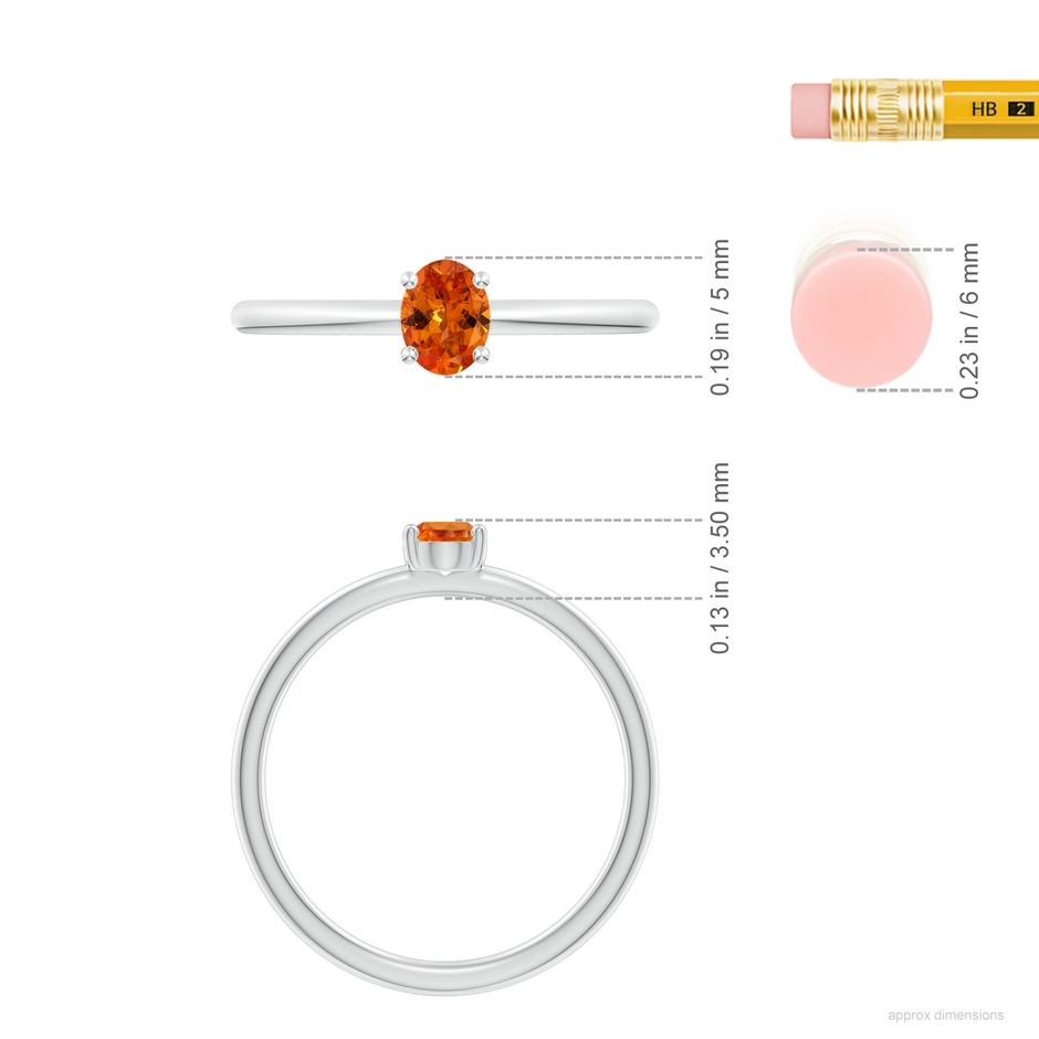 5x4mm AAA Classic Solitaire Oval Spessartite Promise Ring in White Gold ruler