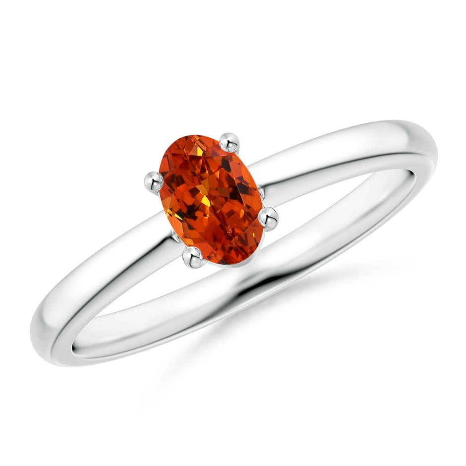 6x4mm AAAA Classic Solitaire Oval Spessartite Promise Ring in White Gold 