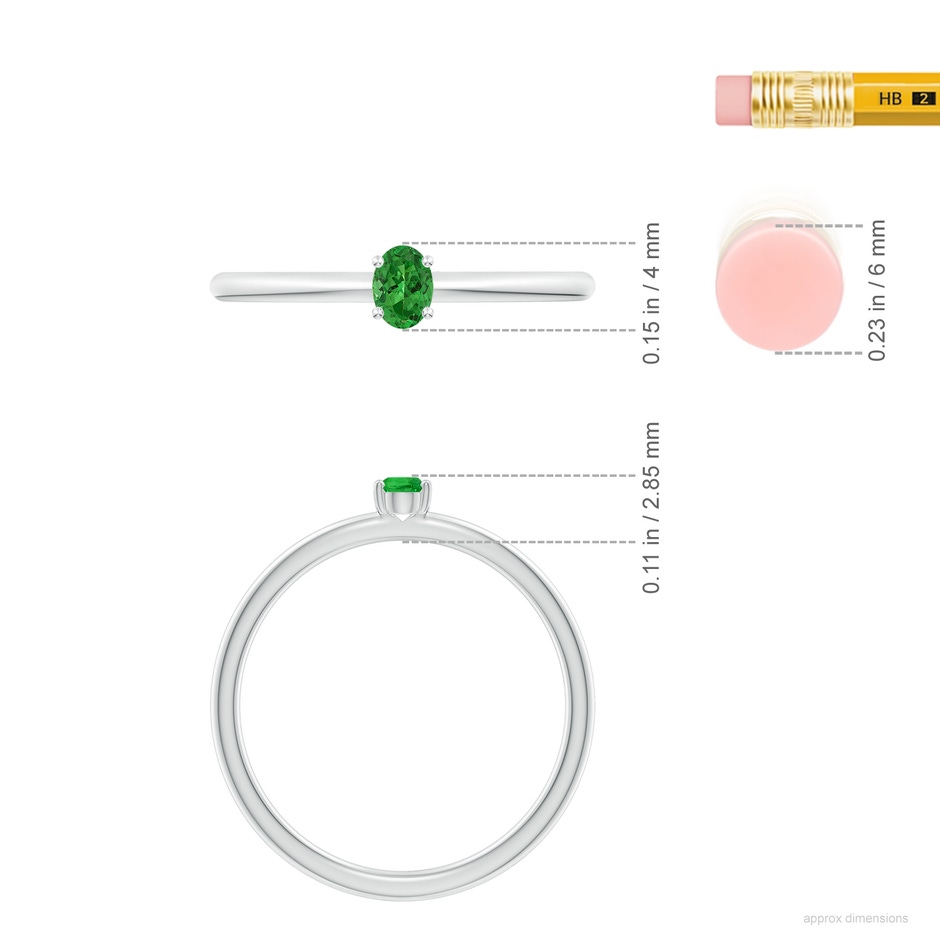 4x3mm AAAA Classic Solitaire Oval Tsavorite Promise Ring in P950 Platinum ruler