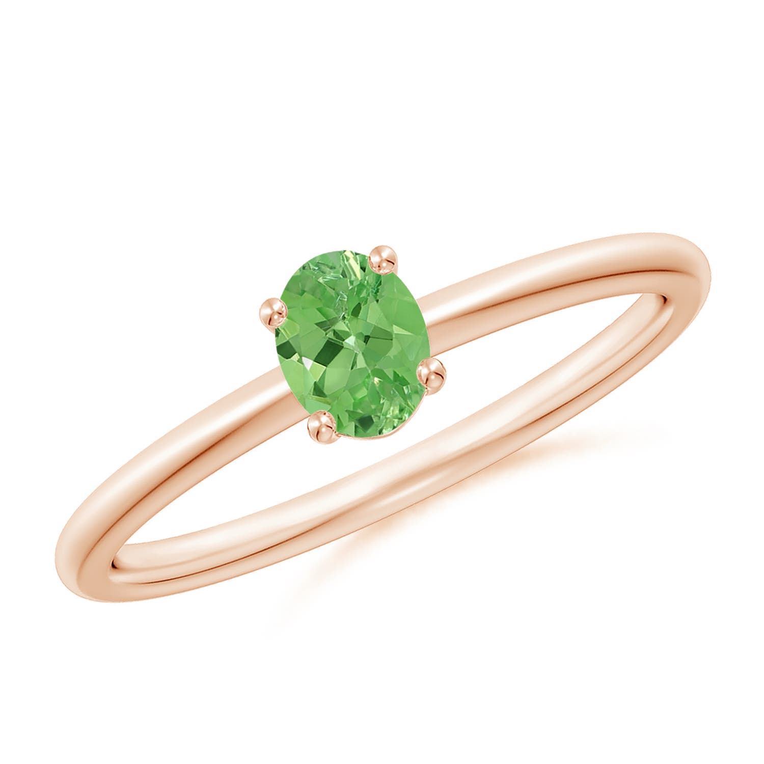 5x4mm A Classic Solitaire Oval Tsavorite Promise Ring in Rose Gold