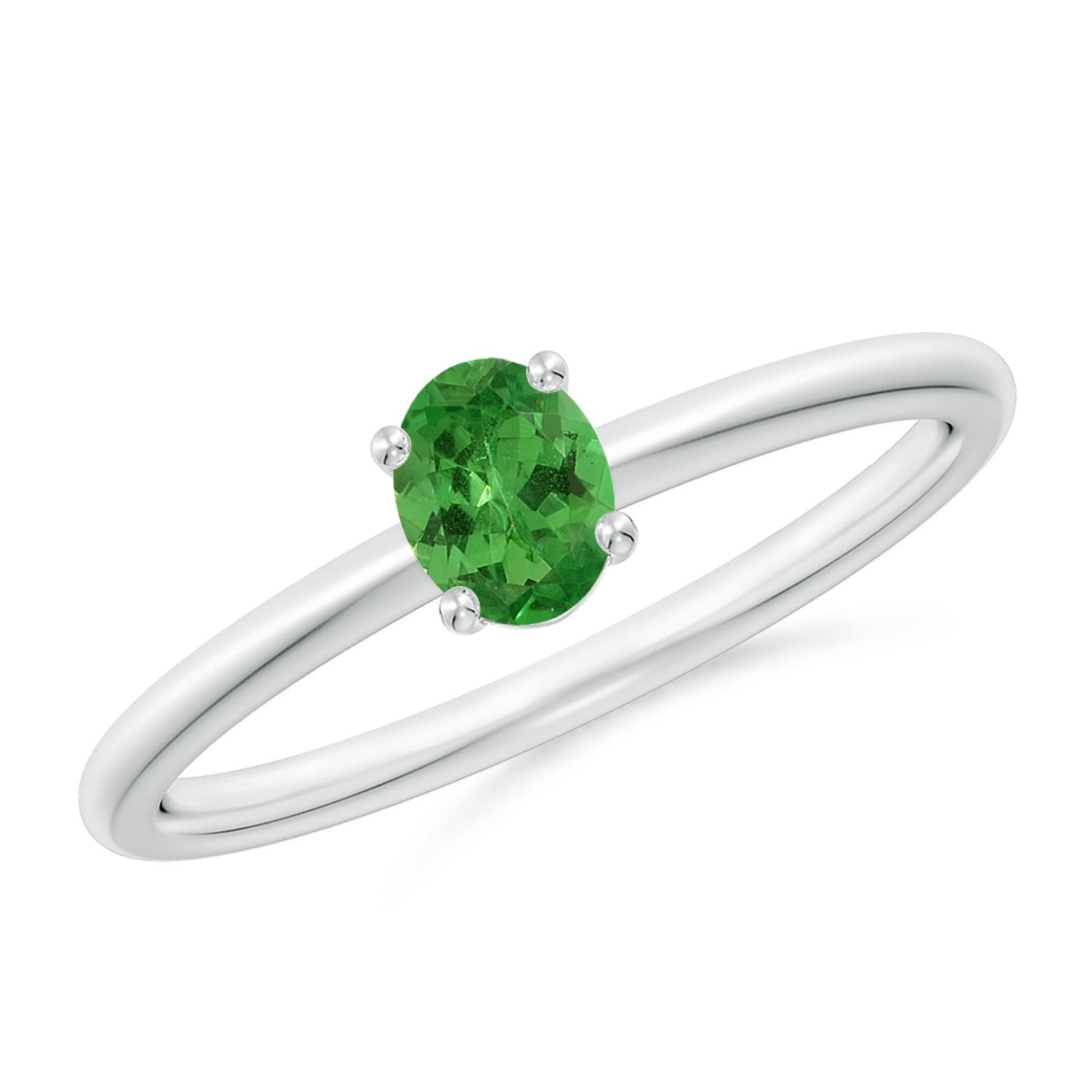 5x4mm AA Classic Solitaire Oval Tsavorite Promise Ring in P950 Platinum