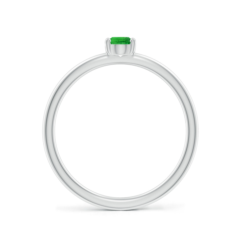 5x4mm AAA Classic Solitaire Oval Tsavorite Promise Ring in White Gold - side 199