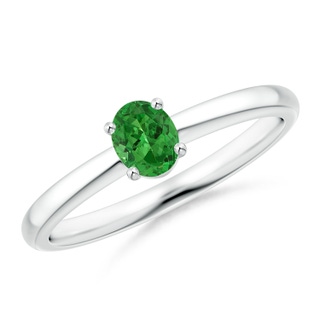 5x4mm AAAA Classic Solitaire Oval Tsavorite Promise Ring in P950 Platinum