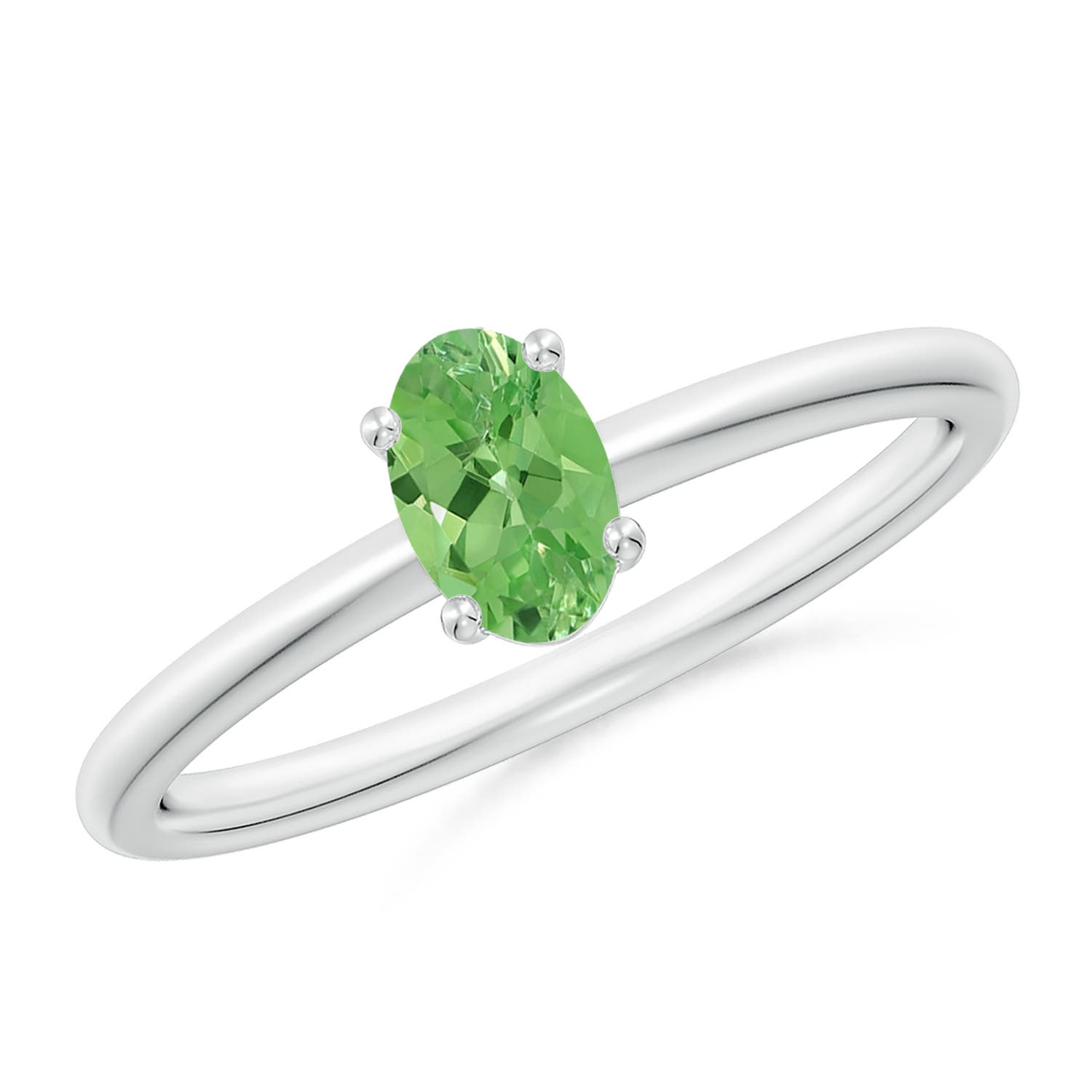 6x4mm A Classic Solitaire Oval Tsavorite Promise Ring in P950 Platinum