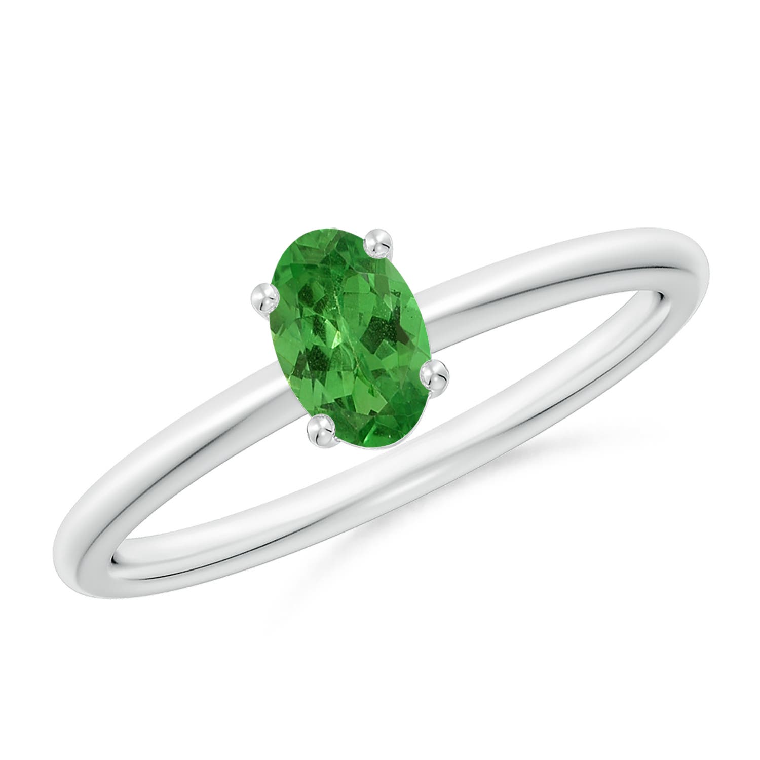6x4mm AA Classic Solitaire Oval Tsavorite Promise Ring in P950 Platinum