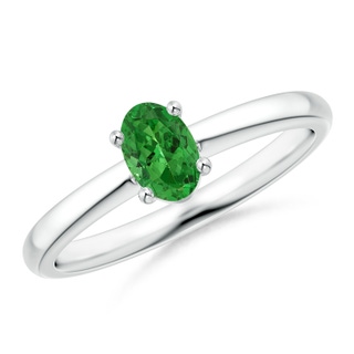 6x4mm AAAA Classic Solitaire Oval Tsavorite Promise Ring in P950 Platinum