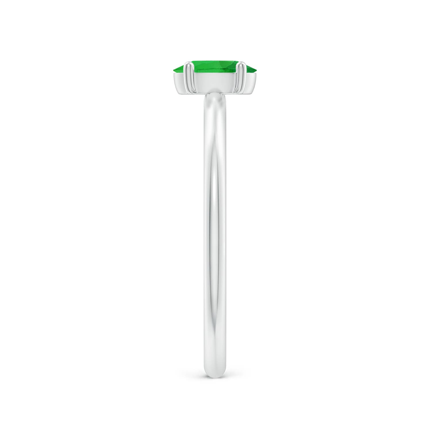 6x4mm AAAA Classic Solitaire Oval Tsavorite Promise Ring in P950 Platinum - side 3