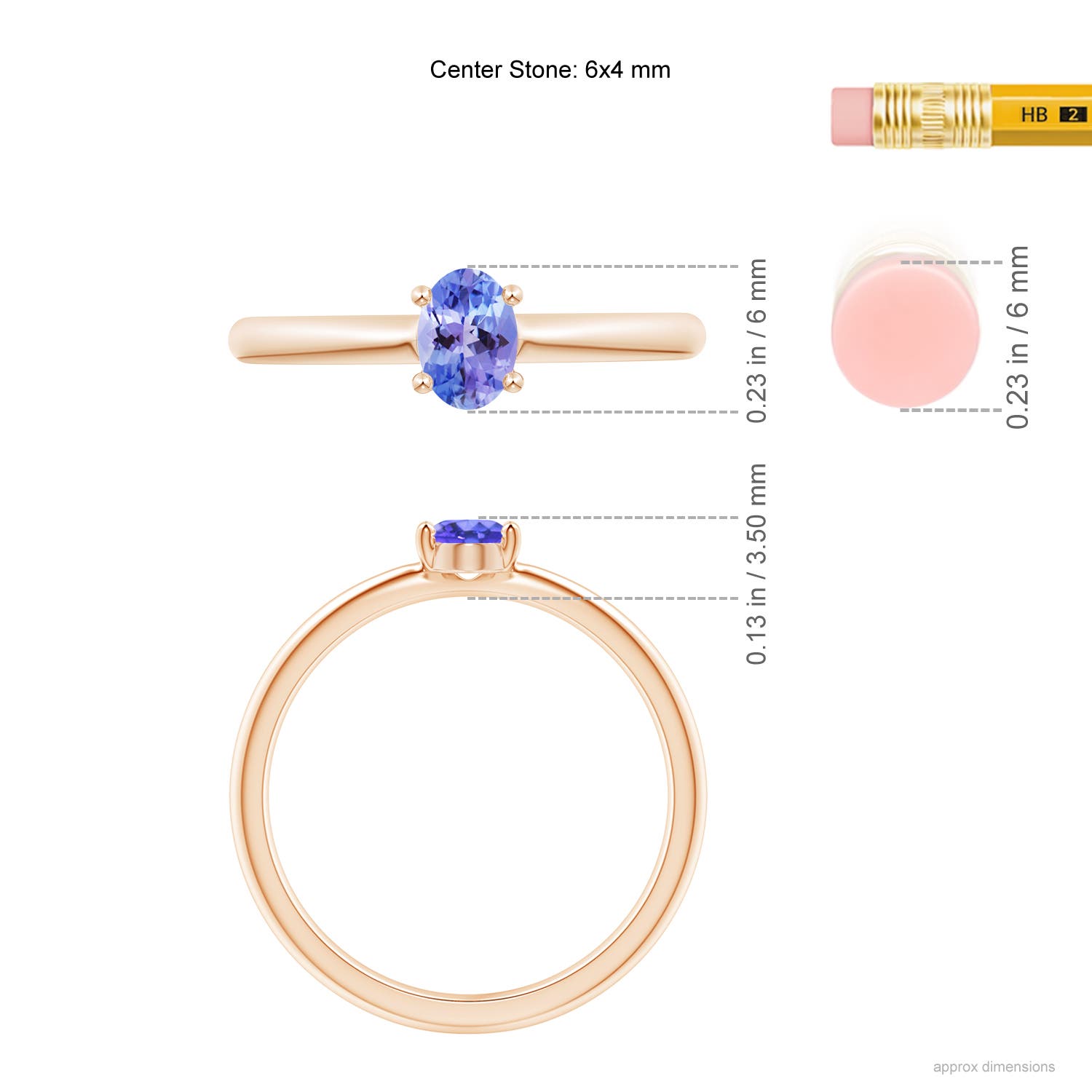 AAA - Tanzanite / 0.45 CT / 14 KT Rose Gold