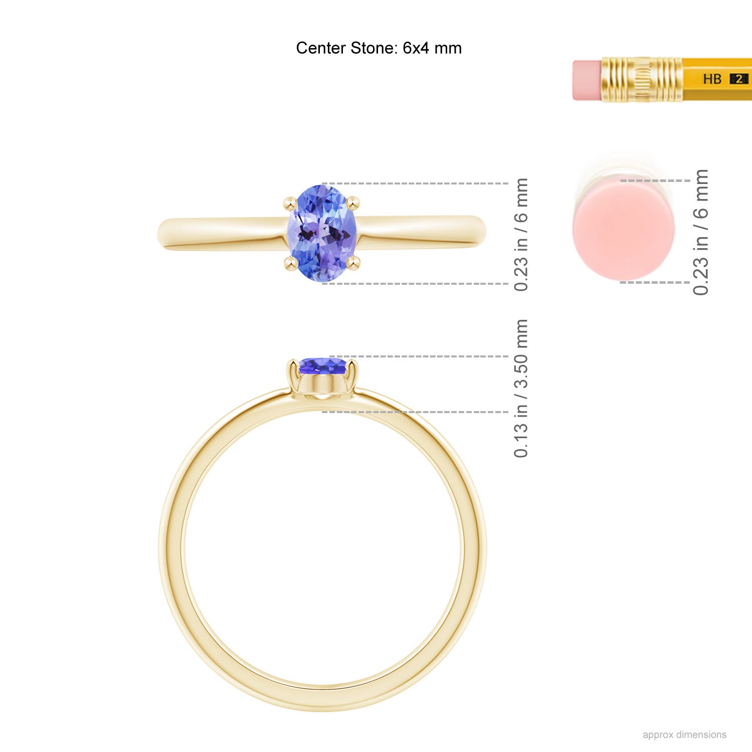 AAA - Tanzanite / 0.45 CT / 14 KT Yellow Gold