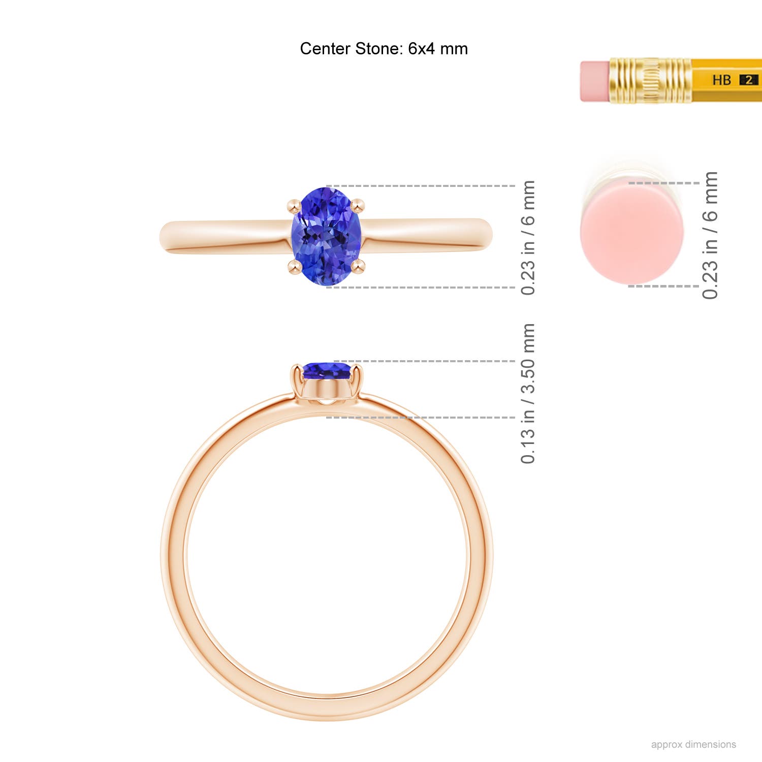 AAAA - Tanzanite / 0.45 CT / 14 KT Rose Gold