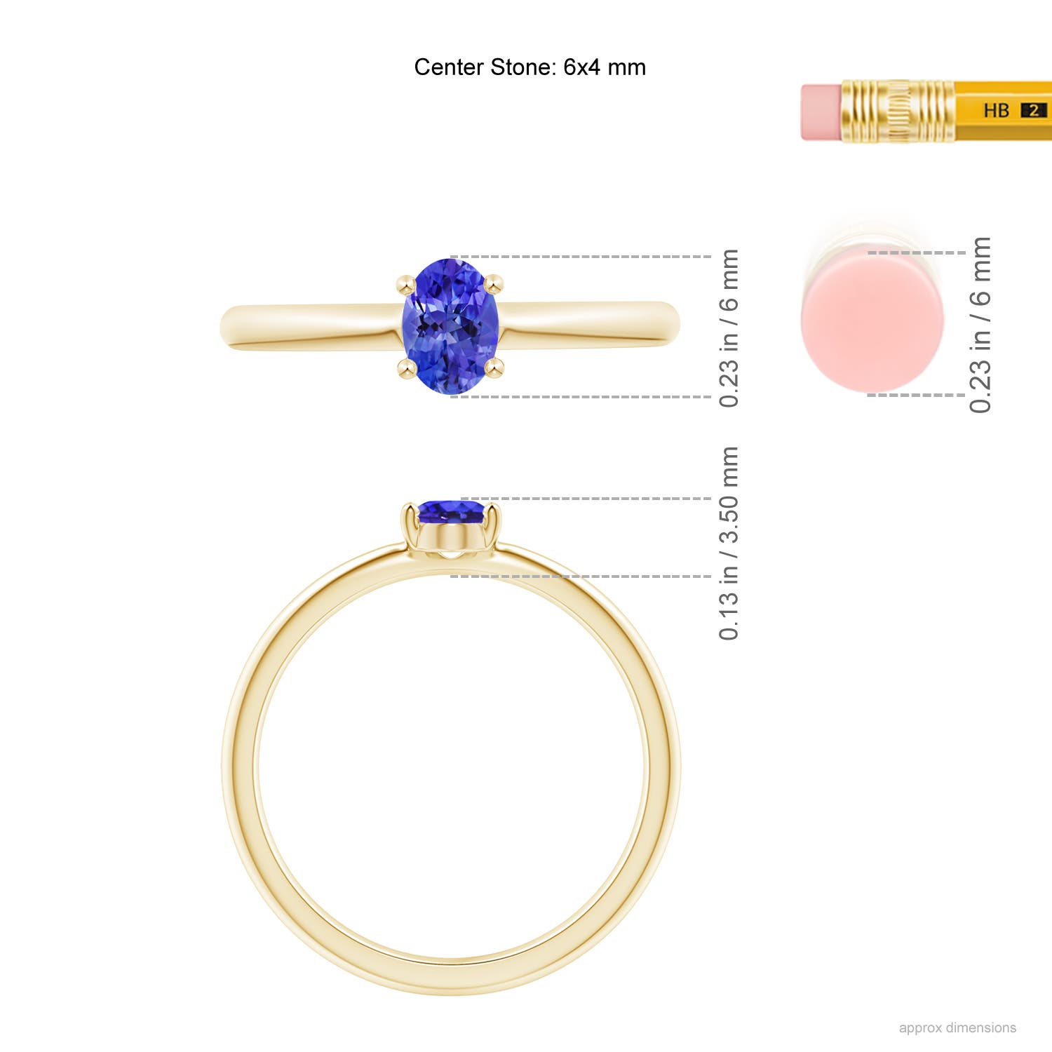 AAAA - Tanzanite / 0.45 CT / 14 KT Yellow Gold