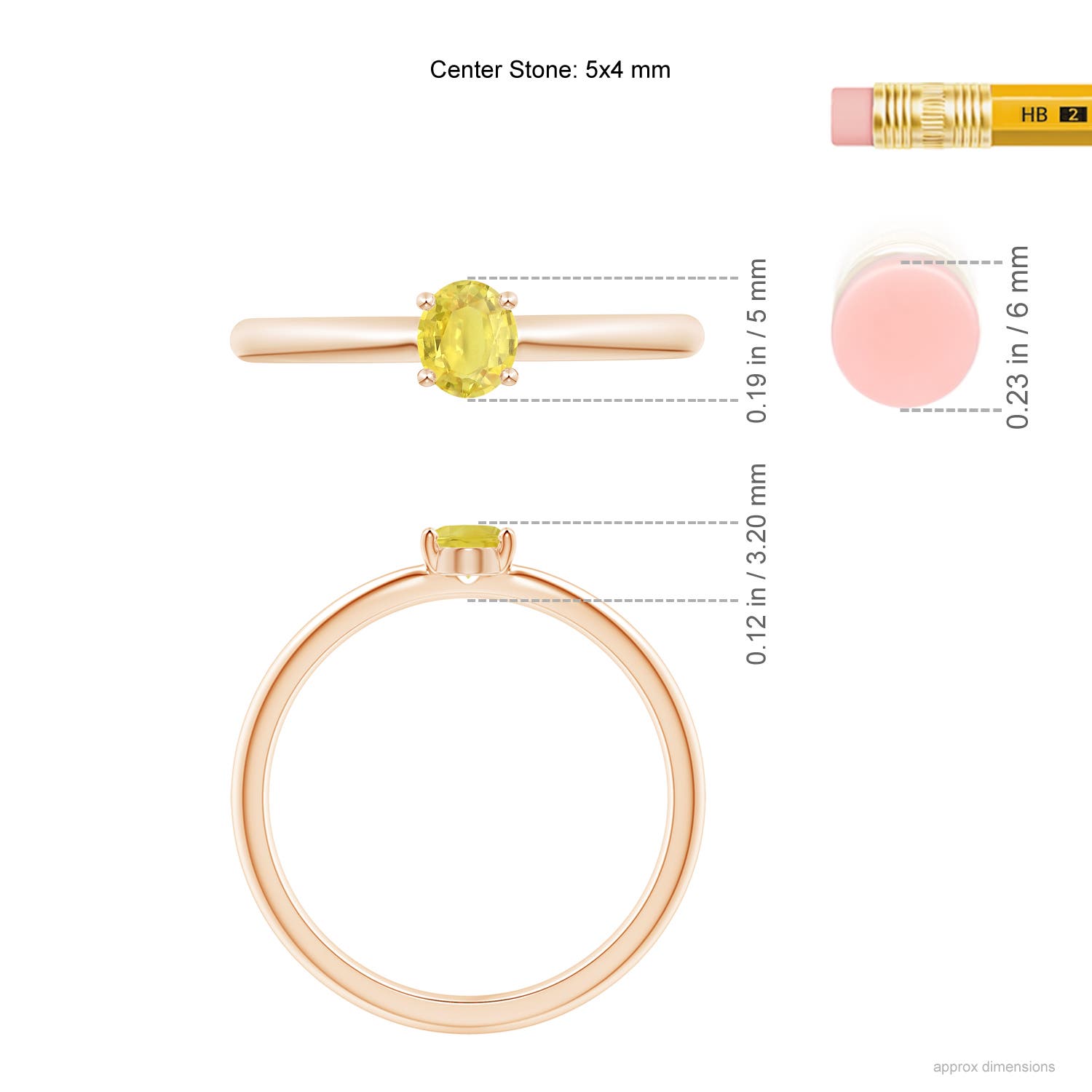 A - Yellow Sapphire / 0.45 CT / 14 KT Rose Gold