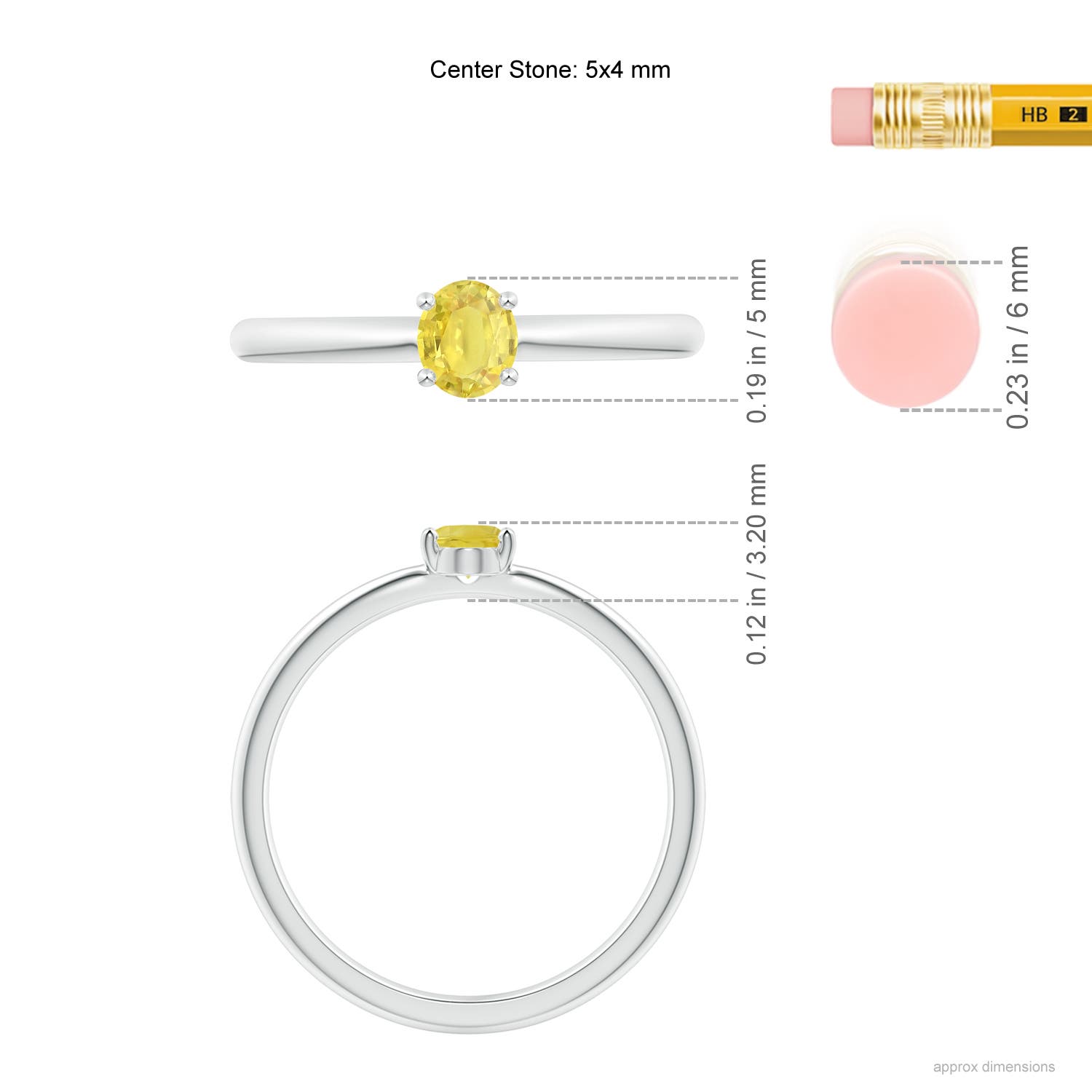 A - Yellow Sapphire / 0.45 CT / 14 KT White Gold