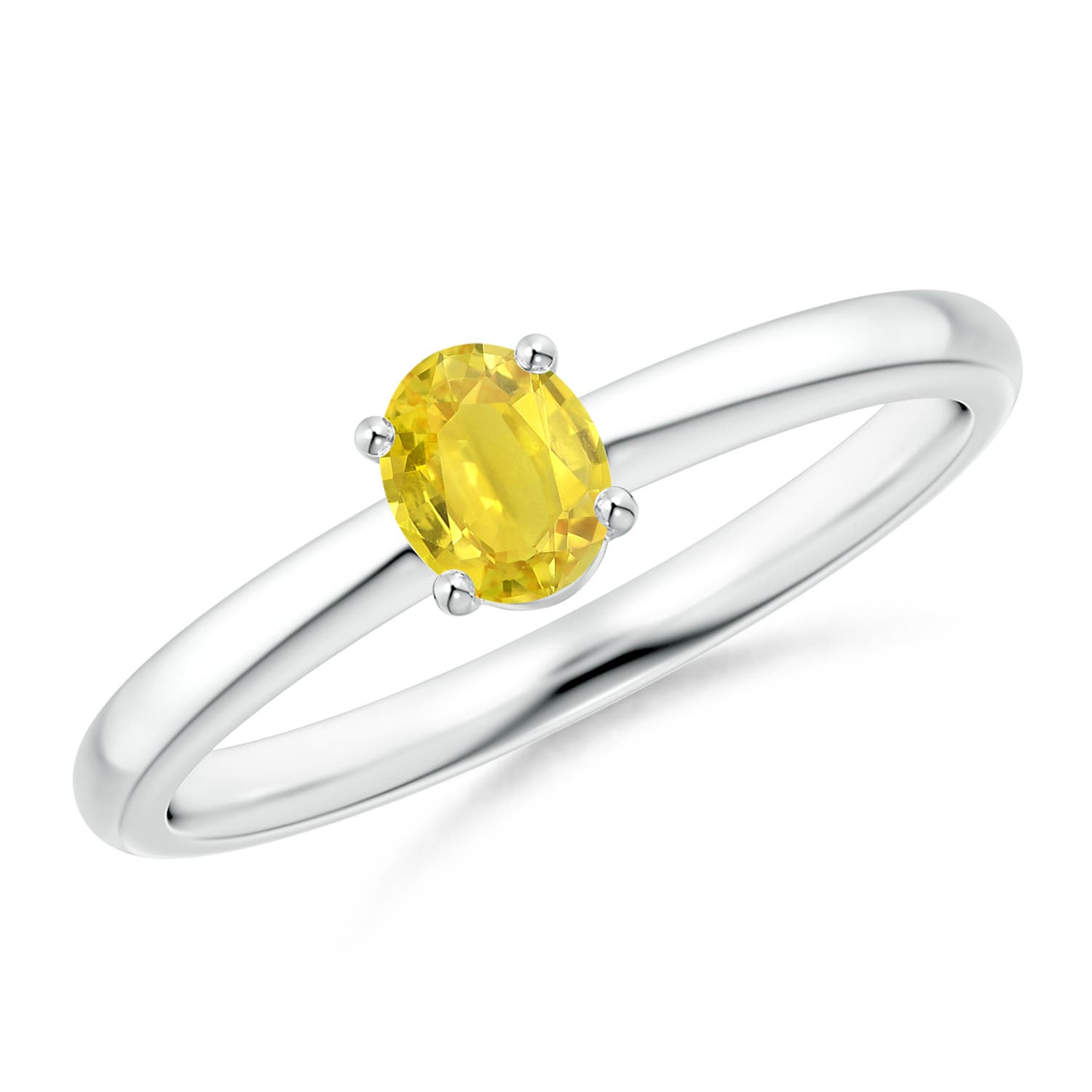 AA - Yellow Sapphire / 0.45 CT / 14 KT White Gold