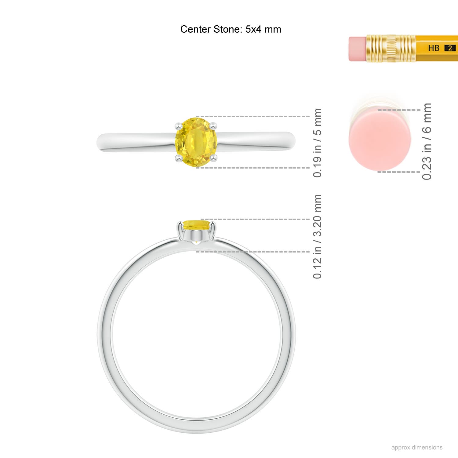 AA - Yellow Sapphire / 0.45 CT / 14 KT White Gold