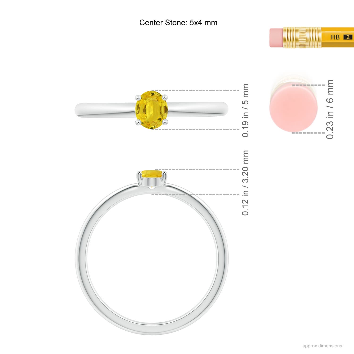 AAA - Yellow Sapphire / 0.45 CT / 14 KT White Gold