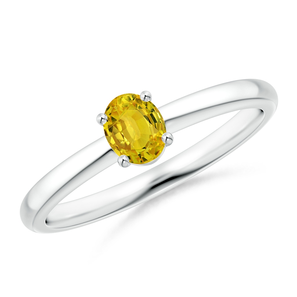 5x4mm AAAA Classic Solitaire Oval Yellow Sapphire Promise Ring in White Gold