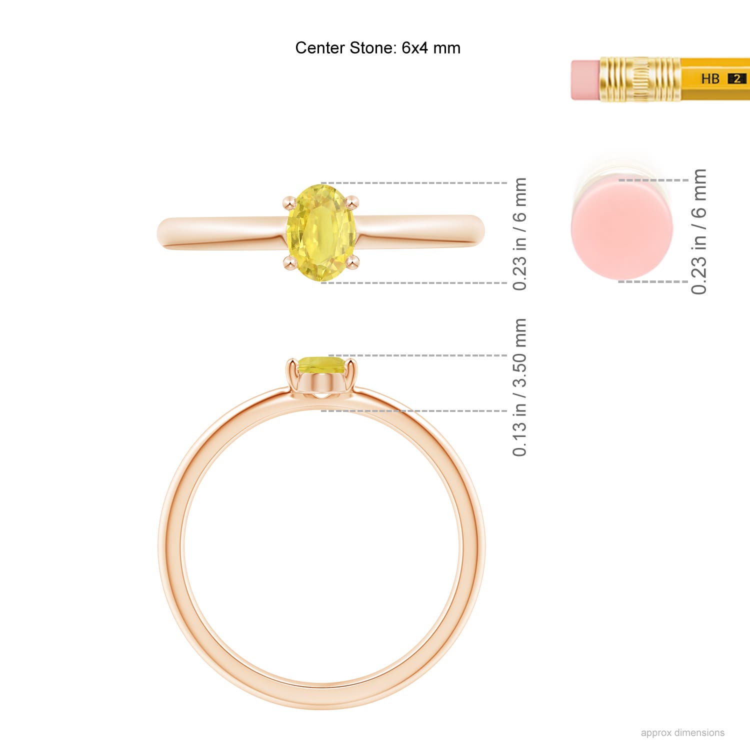 A - Yellow Sapphire / 0.66 CT / 14 KT Rose Gold