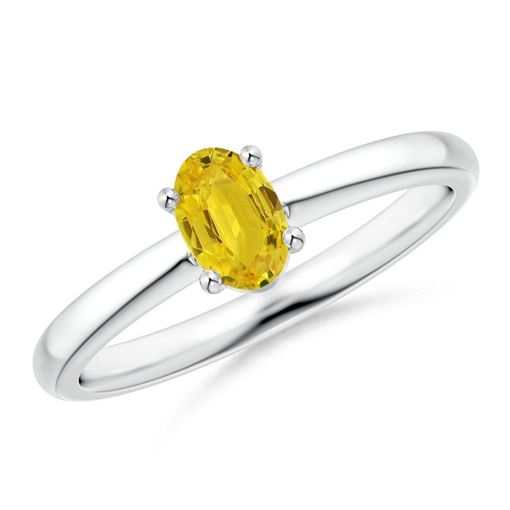 6x4mm AAA Classic Solitaire Oval Yellow Sapphire Promise Ring in White Gold