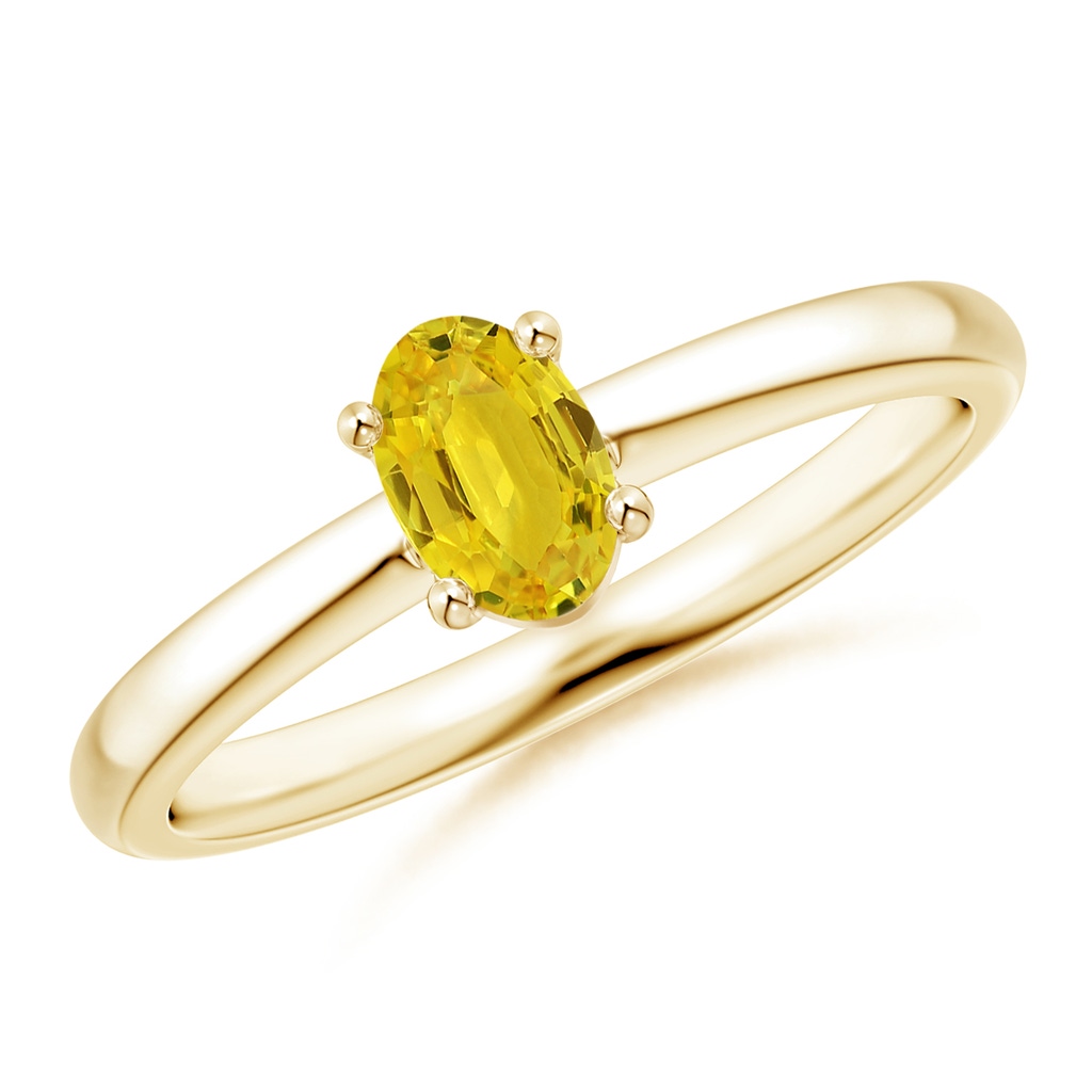 6x4mm AAA Classic Solitaire Oval Yellow Sapphire Promise Ring in Yellow Gold 