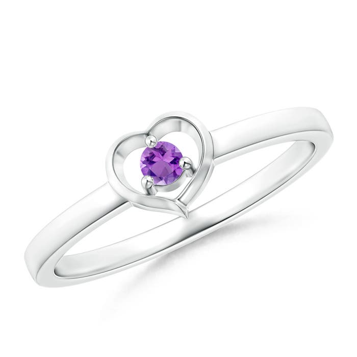 AA - Amethyst / 0.06 CT / 14 KT White Gold